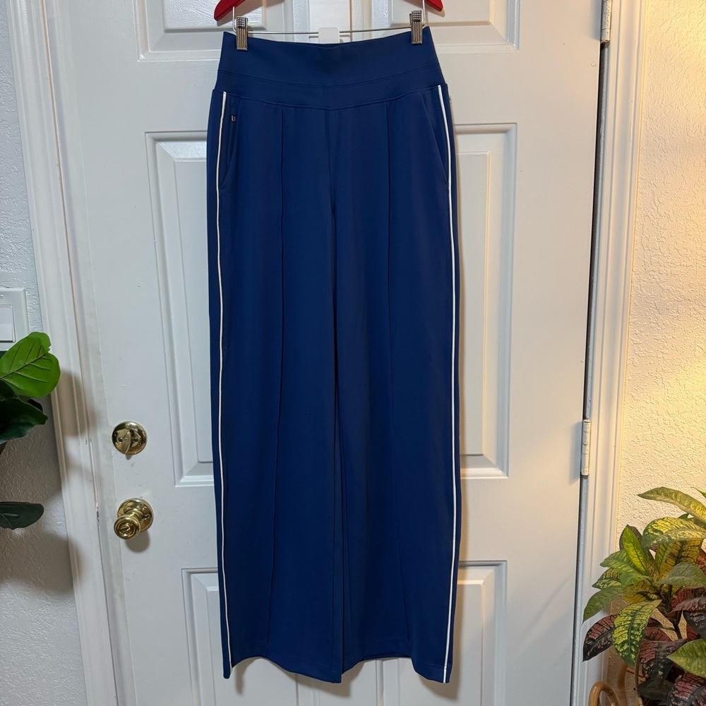NWT Athleta Venice High Rise Track Stripe Wide Leg Pant Blue Sz Small Tall $119 - Picture 2 of 10